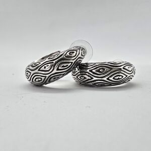 Intricate 925 Sterling Silver Hoop Earrings